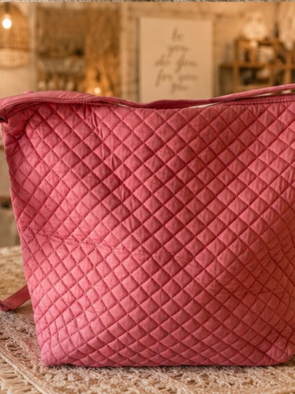 Vera Bradley Oversized Hobo Shoulder Bag- Pink